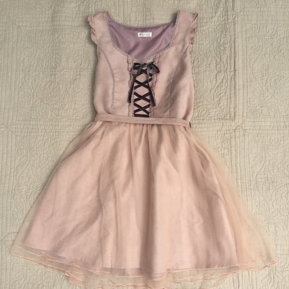 Lace-Up Bodice Tulle Dress